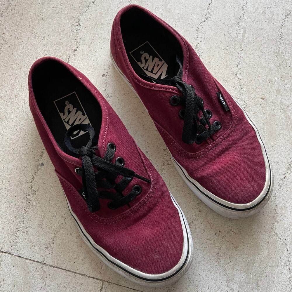 Vans Authentic Bordeaux Canvas Shoes Black Laces Size 37 — Men’s 5.5 / Women's 7